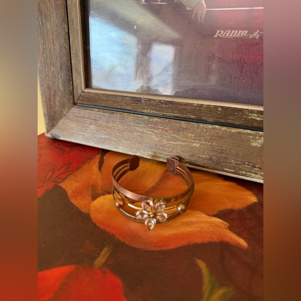 Floral Copper-Tone Cuff Bracelet